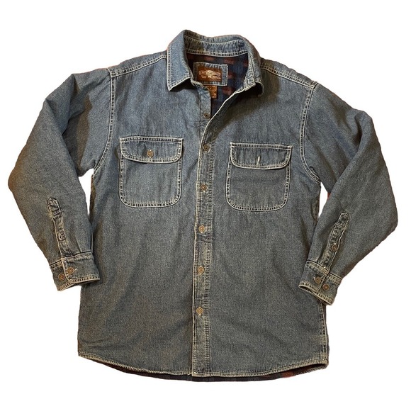 Levi Strauss Fleece Lined Denim Shirt Men's M Jacket Shacket  Blue Button Up - Picture 1 of 6